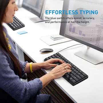 Redragon 60 Percent Mini Keyboard, Mechanical Gaming Keyboard with Low Profile Blue Switches, 18 LED Backlits, Wired Compact Portable Keyboard for Windows PC Mac, Typing, Travel, K615