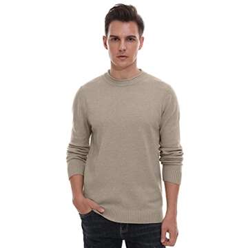Sailwind Men's Crewneck Sweater Soft Casual Sweaters for Men Classic Pullover Sweaters Khaki