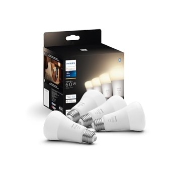 Philips Hue Smart 60W A19 LED Bulb 4 Pack - Alexa & Google Compatible