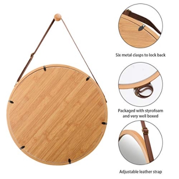 Stylish Adjustable Bamboo Wall Mirror for Any Space