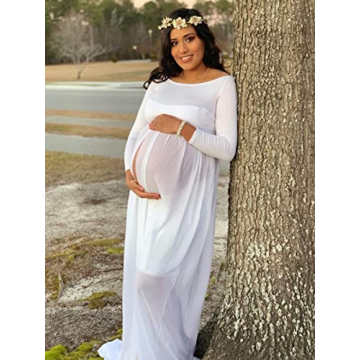 Elegant YnimioAOX Off Shoulder Maternity Dress for Photos
