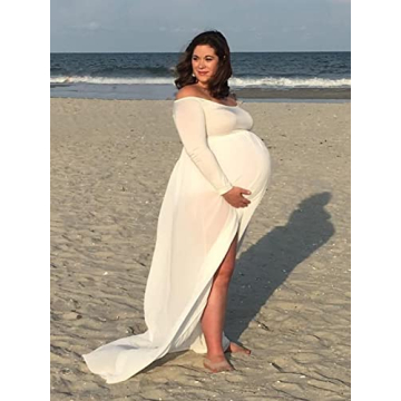 Elegant YnimioAOX Off Shoulder Maternity Dress for Photos