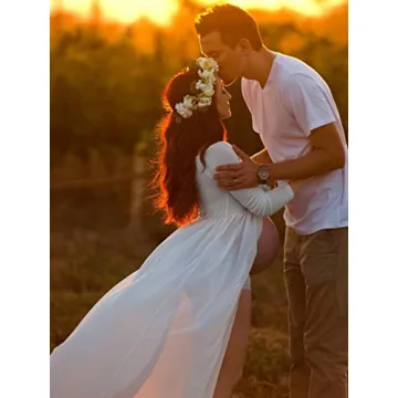 Elegant YnimioAOX Off Shoulder Maternity Dress for Photos