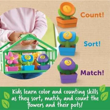 Learning Resources Growing Greenhouse Color & Number Playset, Preschool Learning Activities, Montess...