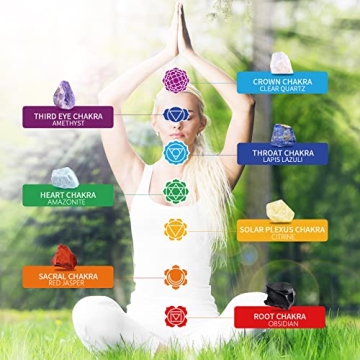 AOOVOO Natural Raw Chakra Stone Set for Healing
