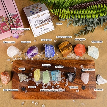 AOOVOO Natural Raw Chakra Stone Set for Healing