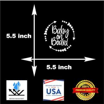 Sunset Graphics & Decals Baby On Board Decal Vinyl Car Sticker | Cars Trucks Vans Walls Laptop | White | 5.5 x 5.5 inches | SGD000002