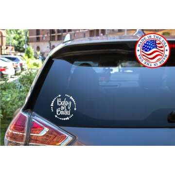 Sunset Graphics & Decals Baby On Board Decal Vinyl Car Sticker | Cars Trucks Vans Walls Laptop | White | 5.5 x 5.5 inches | SGD000002