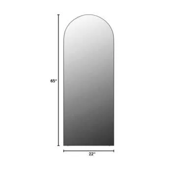 RACHMADES 64"x21", Body Floor Mirror with Stand, Standing Hanging or Leaning Against Wall for Bedroom, Sleek Arched-Top , Modern Full Length Mirror