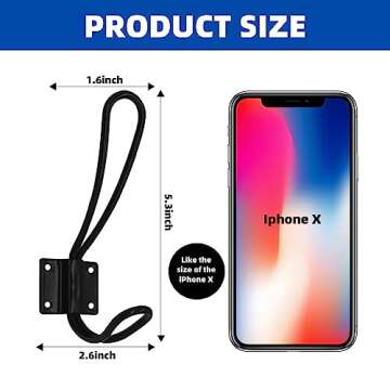 10 Pack Rustic Entryway Hooks - Black Wall Mounted Coat Rack with Metal Screws, Vintage Double Coat ...