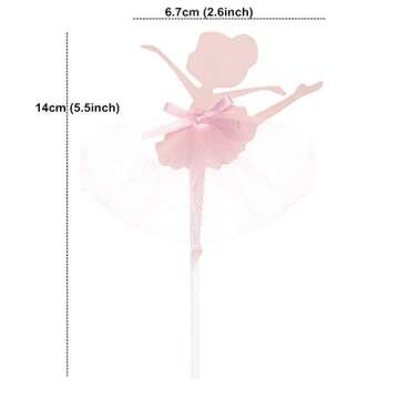 Ercadio 20 Pack Ballerina Tutu Cupcake Toppers Pink Ballet Girl Cupcake Picks Baby Shower Birthday P...