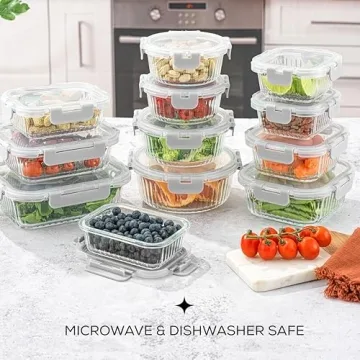 JoyJolt 24pc Fluted Glass Storage Containers for Meal Prep