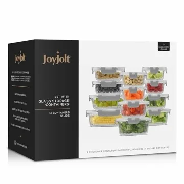 JoyJolt 24pc Fluted Glass Storage Containers for Meal Prep