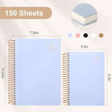 Yoment Small Spiral Notebook,300 Pages Hardcover Spiral Notebooks,5.5”x 7.5”College Ruled Notebo...