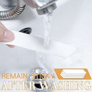 Rug Tape,16 Pcs Dual Sided Washable Removable Rug Stopper for Area Rug, Non Slip Adhesive Prevent Curl for Hardwood Floors and Carpet Corners