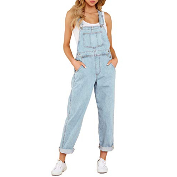 Luvamia Women’s Adjustable Denim Bib Overalls in Powder Blue