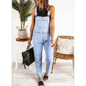 Luvamia Women’s Adjustable Denim Bib Overalls in Powder Blue