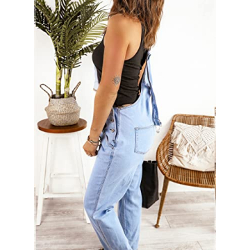 Luvamia Women’s Adjustable Denim Bib Overalls in Powder Blue