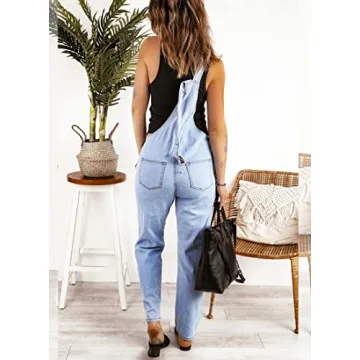 Luvamia Women’s Adjustable Denim Bib Overalls in Powder Blue