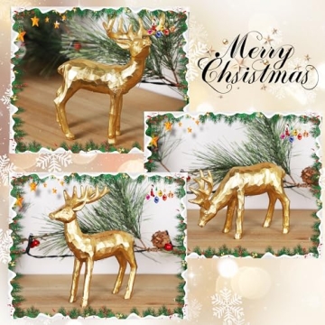 Lulu Home Golden Reindeer Family Figurines Set for Decor