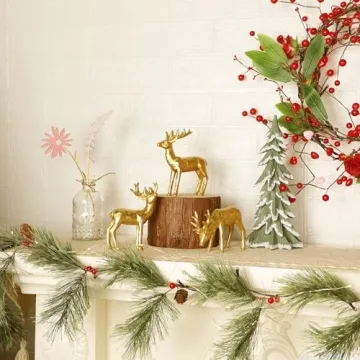Lulu Home Golden Reindeer Family Figurines Set for Decor