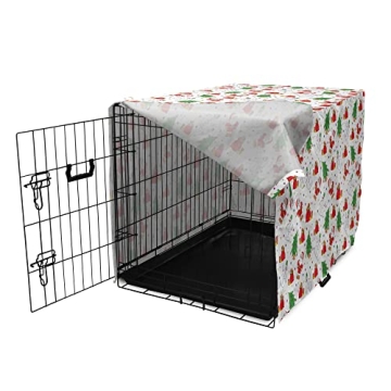 Ambesonne Christmas Dog Crate Cover with Santa Design