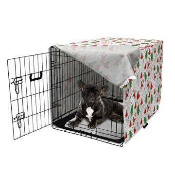 Ambesonne Christmas Dog Crate Cover with Santa Design
