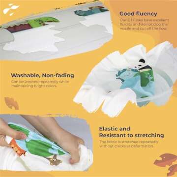 Enlite DTF Ink 100ML Combo Pack, Premium Pigment Ink for PET Film Heat Transfer Printing, Refill for DTF Printer with Epson printhead DX5 DX7 5113 XP600 I3200 4720 TX800, 2W+1B+1C+1M+1Y