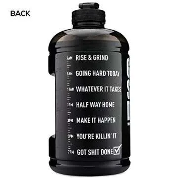 Hydra Cup Jug 64 oz Half Gallon Water Bottle, Motivational Water Bottle with Straw & Time Markers, Water Jug with Spout & Carry Loop for Travel To Go, BPA Free (Black)