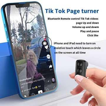 Vekesen Tiktok Scrolling Ring Bluetooth Camera Remote Control for iPhone TIK Tok Scrolling Ring Page Turner for Kindle App (Not for Kindle Devices) (D01, Black)