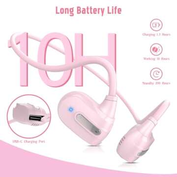 BANIGIPA Kids Headphones, Open Ear Headphones Comfortable for Teens Child Boys Girls, Wireless Bluetooth 5.4 Headset w/Mic for School/Tablet/Travel, 13g Ultra-Light, Protect Hearing, 10H Playtime