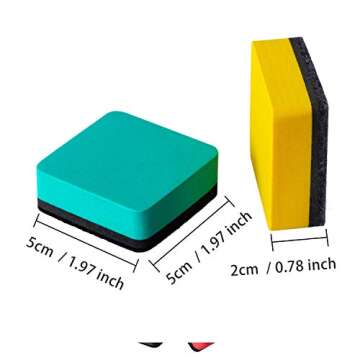 Favourde 48 Pack Magnetic Whiteboard Dry Eraser Chalkboard Cleansers for Classroom, Home and Office (4-color, 1.97 x 1.97 Inch)