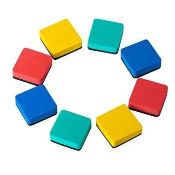 Favourde 48 Pack Magnetic Whiteboard Dry Eraser Chalkboard Cleansers for Classroom, Home and Office (4-color, 1.97 x 1.97 Inch)