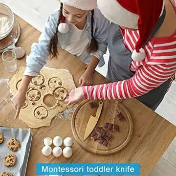 LUOLAO Wooden Kids Knife for Cooking, Montessori Toddler Knife, Kids Junior Cooking Utensils Ages 5-8, Kids Kitchen Tool for Real Cooking, Perfect Gifts for Kids