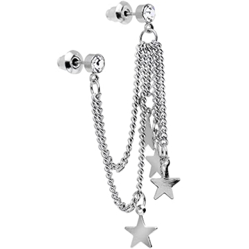 Stylish Body Candy Cartilage Stud Earrings with Chain Links