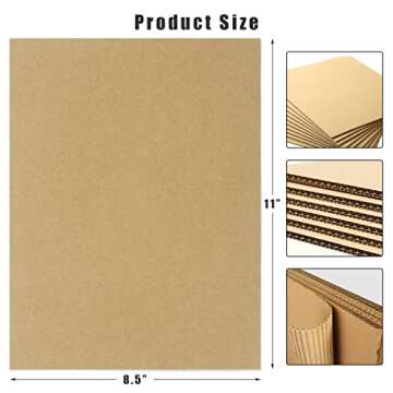 Bercoor Corrugated Cardboard Sheets, 8.5 x 11 Inch Flat Cardboard Sheets Craft, Thick Cardboard Squares for Packing, Mailing and DIY Crafts, Pack of 25