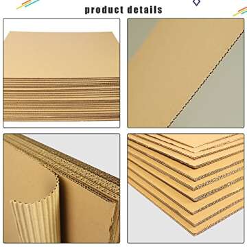 Bercoor Corrugated Cardboard Sheets, 8.5 x 11 Inch Flat Cardboard Sheets Craft, Thick Cardboard Squares for Packing, Mailing and DIY Crafts, Pack of 25
