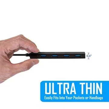 Ultra Slim Kingwin 4 Port USB 3.0 Hub - Fast Data Transfer