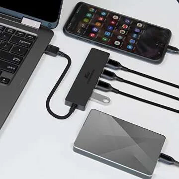 Ultra Slim Kingwin 4 Port USB 3.0 Hub - Fast Data Transfer