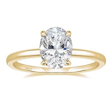 EAMTI 3CT Sterling Silver Gold Oval Cut CZ Engagement Ring