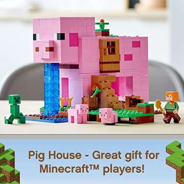 LEGO Minecraft The Pig House, 21170 with Alex, Creeper and 2 Pig Figures, Animal Building Toy, Great...