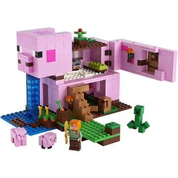 LEGO Minecraft The Pig House, 21170 with Alex, Creeper and 2 Pig Figures, Animal Building Toy, Great Gift for Kids, Boys & Girls Ages 8+