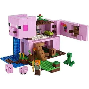 LEGO Minecraft The Pig House, 21170 with Alex, Creeper and 2 Pig Figures, Animal Building Toy, Great Gift for Kids, Boys & Girls Ages 8+