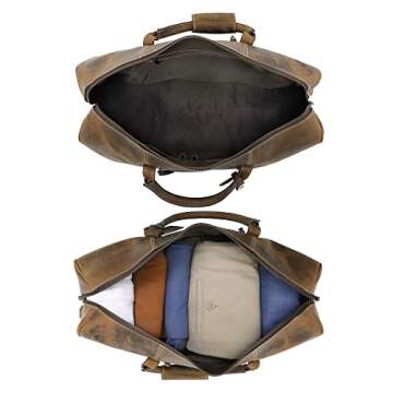 Leather Travel Duffel Bag - Airplane Underseat Carry On Bags By Rustic Town (Medium, Brown)