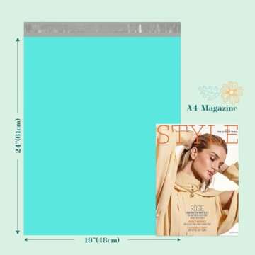 Fuxury Large Poly Mailers Shipping Envelopes Bags 19x24 Inch 100 Pack Teal,Self Adhesive Mailers Poly Shipping Bags for Small Clothing Business,Waterproof and Flexible polymailers,Keep Items Protected