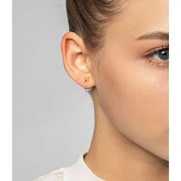 Initial Stud Earrings for Women 14K Gold Plated Alphabet Letters Pearl Earrings Personalized Earrings Gifts for Her T