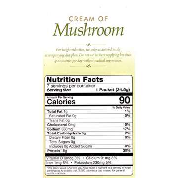 HealthSmart High Protein Cream of Mushroom Soup, 15g Protein, Low Calorie, Low Carb, Sugar Free, Low Fat, No Gluten Ingredients, KETO Diet Friendly, Ideal Protein Compatible, 7 Count Box