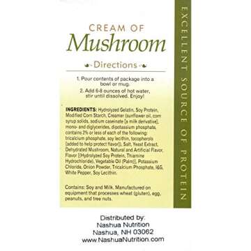 HealthSmart High Protein Cream of Mushroom Soup, 15g Protein, Low Calorie, Low Carb, Sugar Free, Low Fat, No Gluten Ingredients, KETO Diet Friendly, Ideal Protein Compatible, 7 Count Box