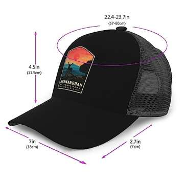 Mens Trucker Hats Hiking Snapback Trucker Hats Womens Mesh Cap Shenandoah National Park Cap