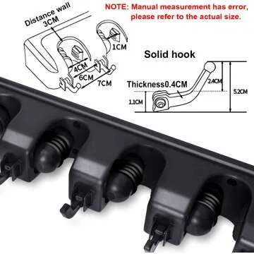 Broom Holder Wall Mount Organizer with Hooks